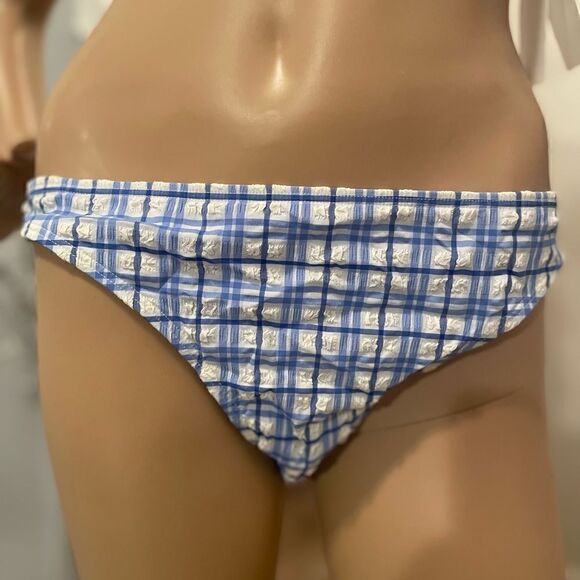 TORY BURCH Blue Plaid Hipster Swimwear Bottom L - Picture 3 of 5